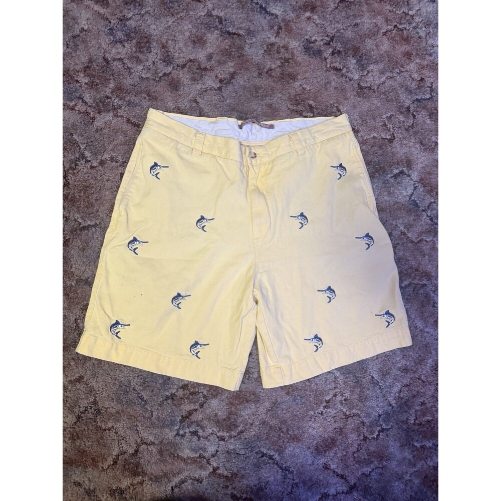 Y2K 00s Yellow embroidered Swordfish shorts Size 36